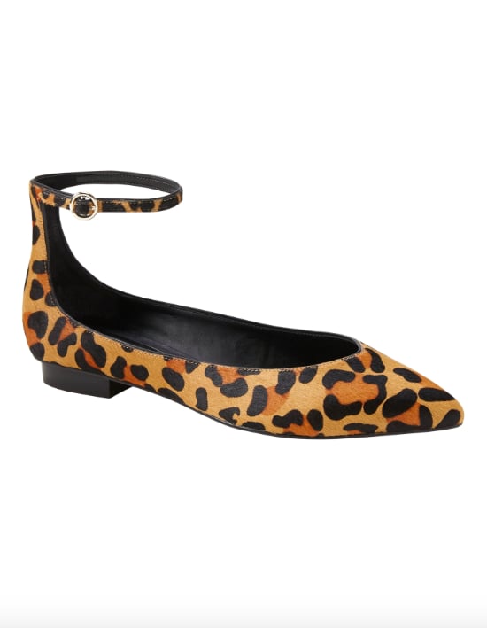 leopard print flats with ankle strap