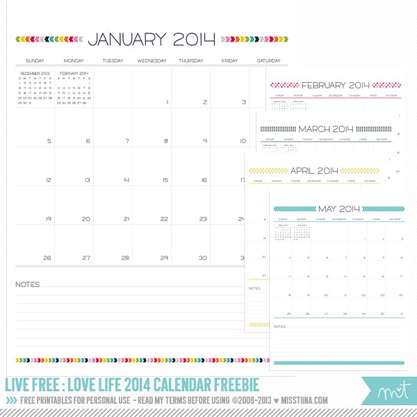 Cute 2014 Calendar