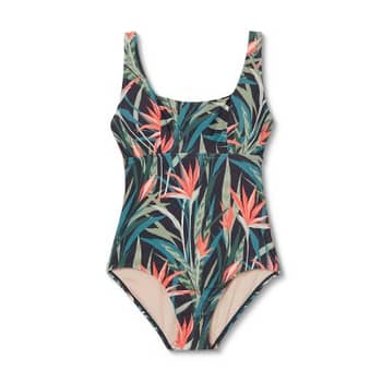 NEW Tropical Palm One Piece Swimsuit Flattering High Coverage Kona