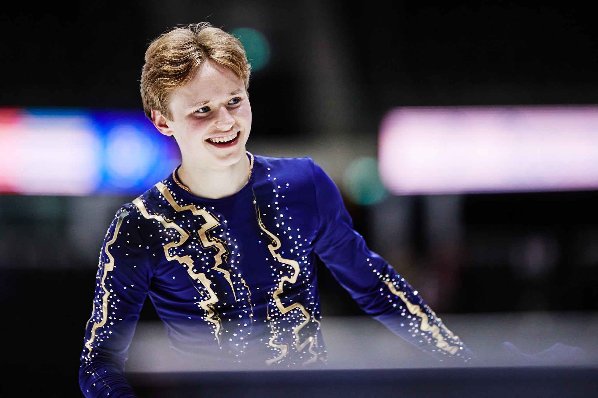 TALLINN, ESTONIA - APRIL 16: (EDITORS NOTE: Image has been digitally enhanced.) Ilia Malinin of the United States reacts in the Junior Men's Free Skating during day 3 of the ISU World Junior Figure Skating Championships at Tondiraba Ice Hall on April 16, 2022 in Tallinn, Estonia. (Photo by Joosep Martinson - International Skating Union/International Skating Union via Getty Images)