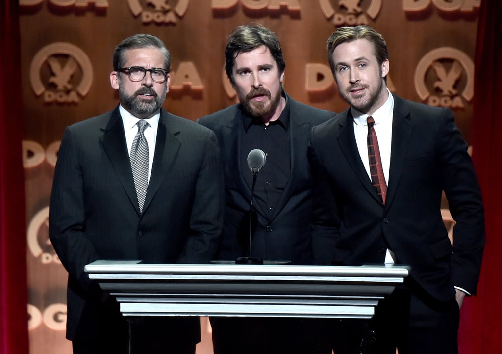 Pictured: Steve Carell, Ryan Gosling, and Christian Bale