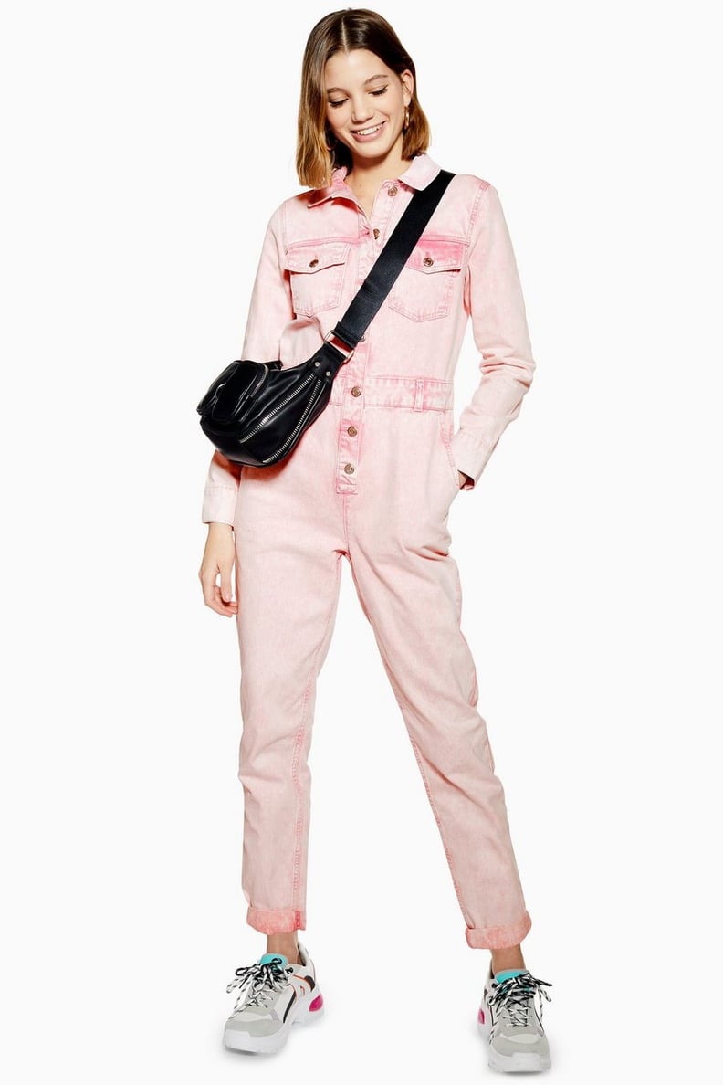 Topshop Pink Acid Neon Wash Boiler Suit