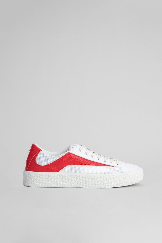 By Far Rodina White And Red Grained Leather