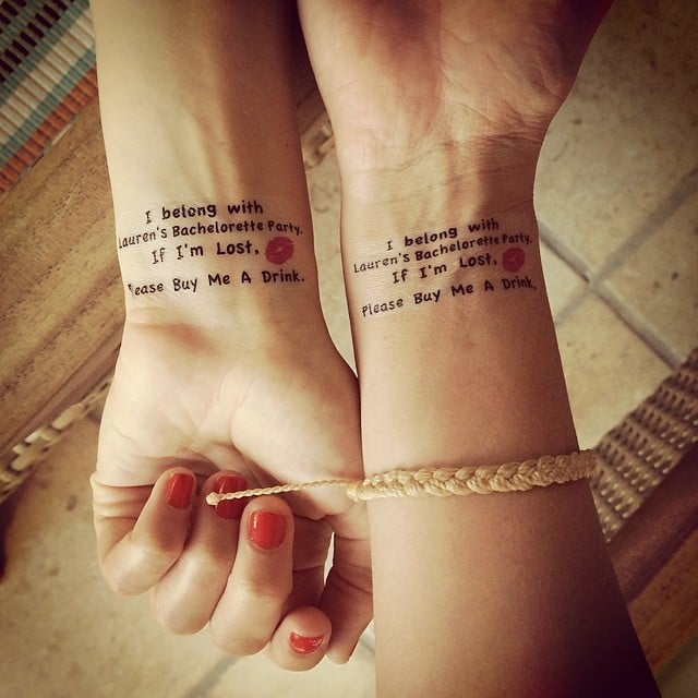 Lo captured the hilarious temporary tattoos the girlfriends got to commemorate Lauren's milestone. 
Source: Instagram user lobosworth