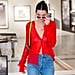 Kendall Jenner Wearing Sheer Red Top