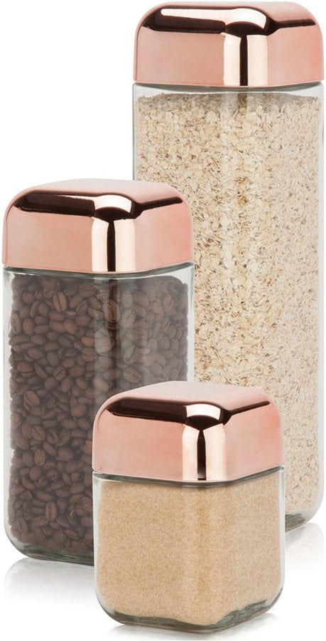 Honey Can Do 3-Pc. Glass & Copper Canister Set