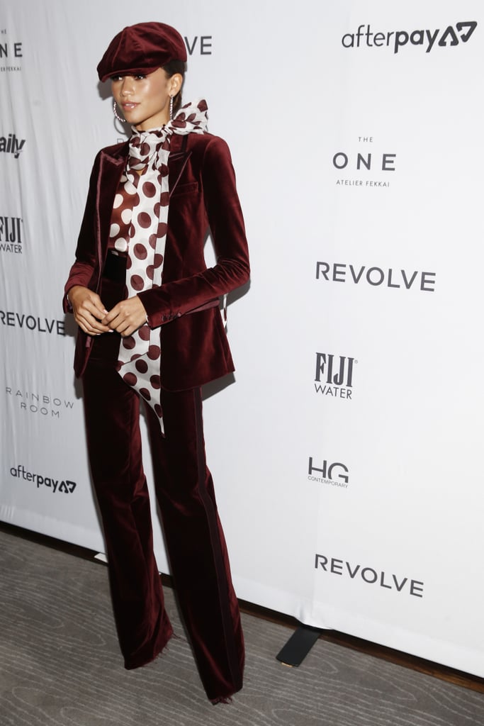 Zendaya's Red Velvet Suit at The Fashion Media Awards 2019