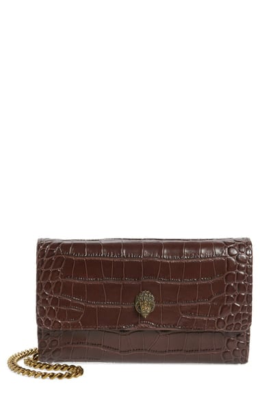 Kurt Geiger London Kensington Croc Embossed Leather Wallet on a Chain