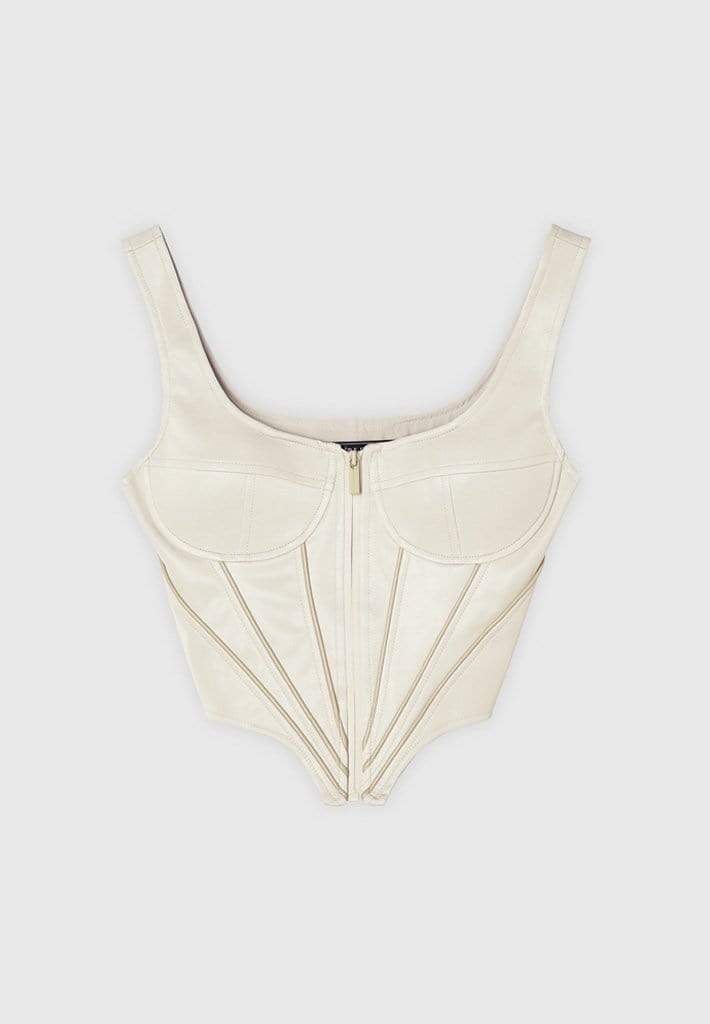 Manière De Voir Vegan Leather Corset Top