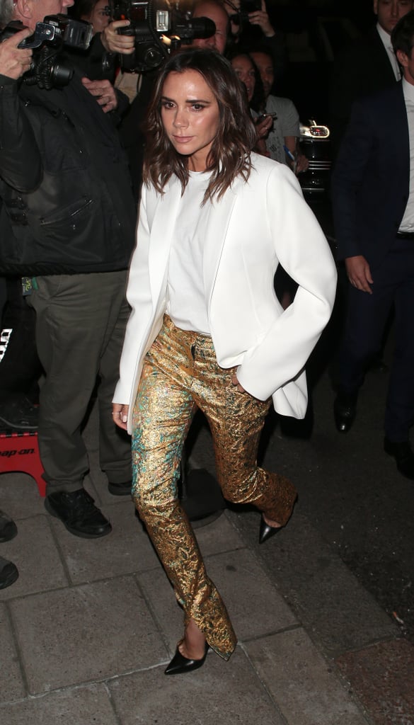 Victoria Beckham's Gold Pants September 2018