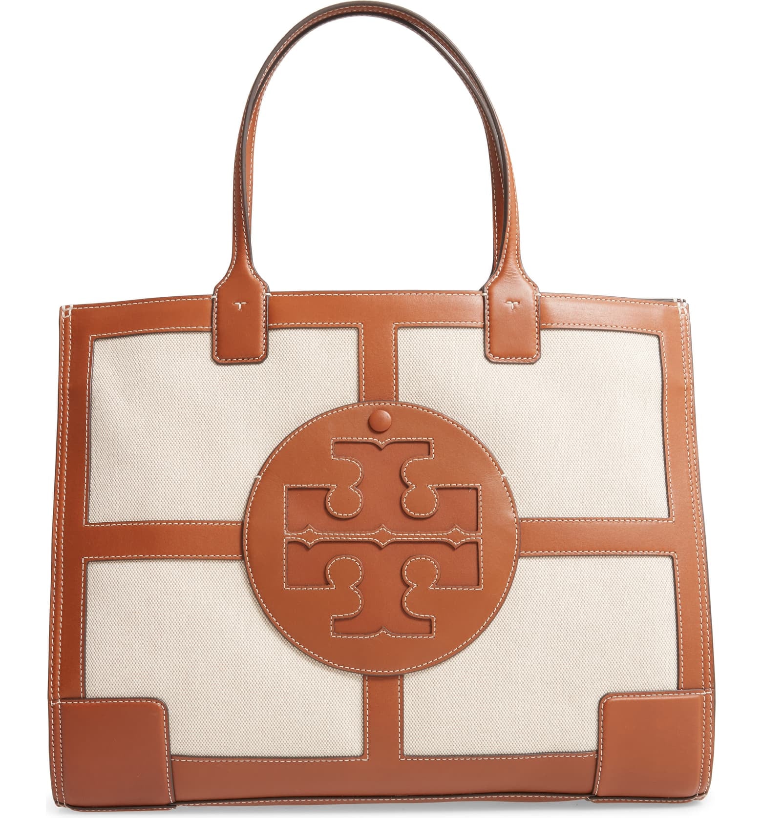 Tory Burch Ella Quardrant Canvas & Leather Tote | 24 New Bags You'll Bring  to Work, on Vacation, and Everywhere Else in Spring 2020 | POPSUGAR Fashion  Photo 4