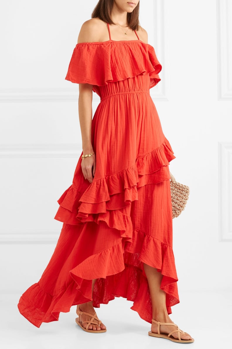 Rhode Resort Salma Off-the-Shoulder Ruffled Cotton-Voile Maxi Dress