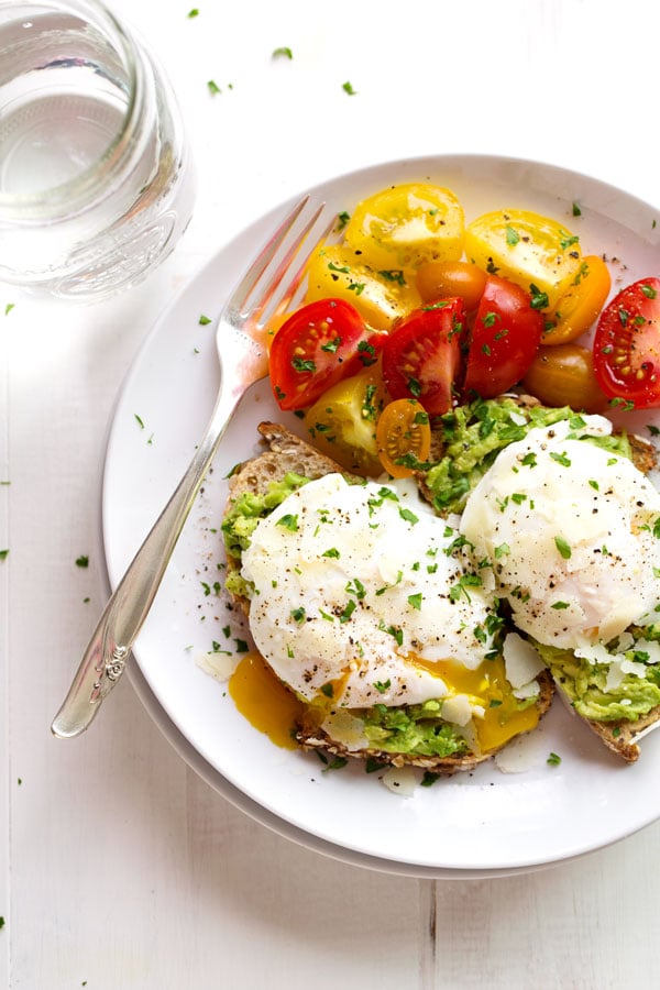 Poached Eggs and Parmesan Avocado Toast