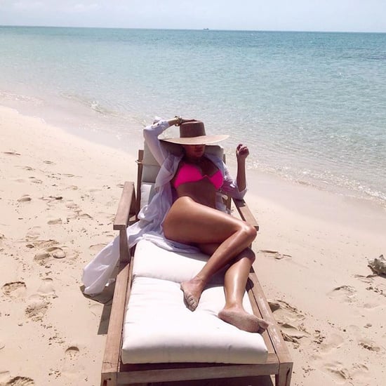 Khloé Kardashian Neon Pink Bikini in Turks and Caicos 2019