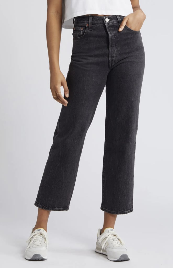 Levi's Ribcage Acid Wash High Waist Ankle Straight Leg Jeans