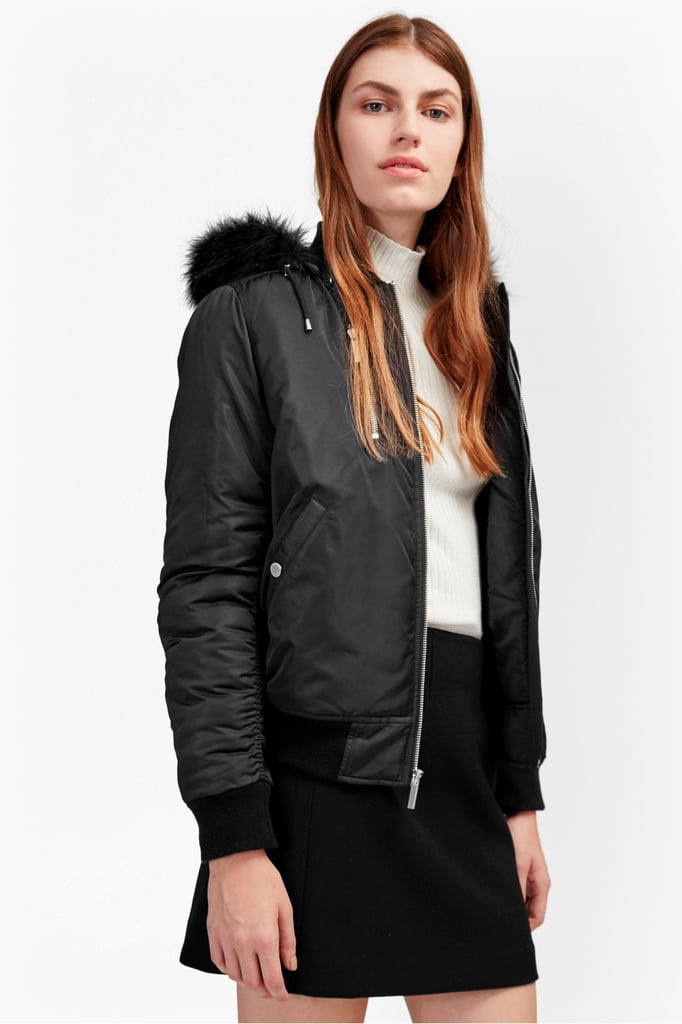 Varsity Bomber With Faux Fur Hood Jacket (235) Winter Bomber Jackets