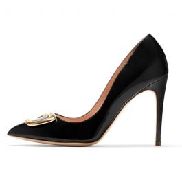 Rupert Sanderson Black Patent Malory Pebble Pumps
