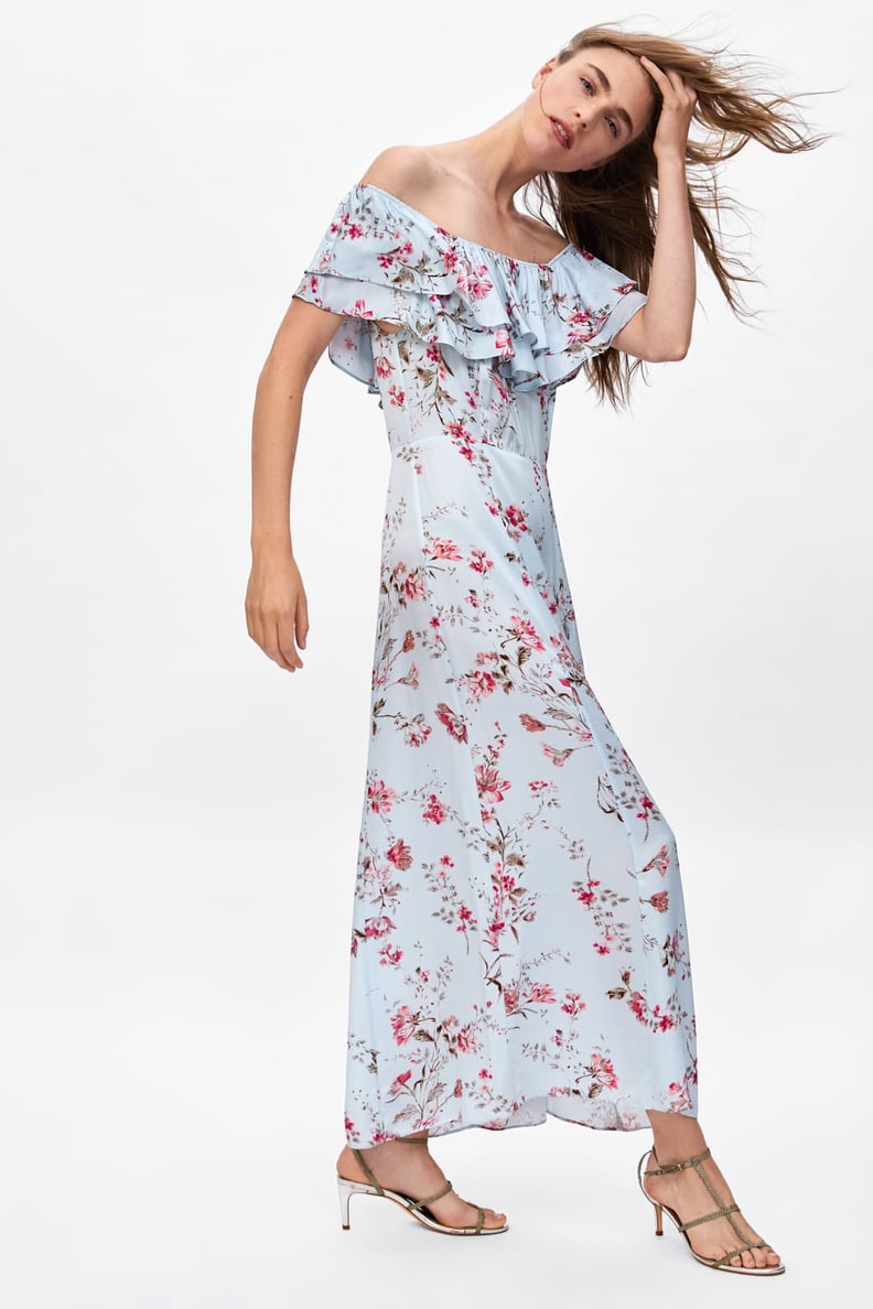 Zara Long Floral Print Dress