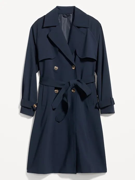 Double-Breasted Tie-Belt Trench Coat