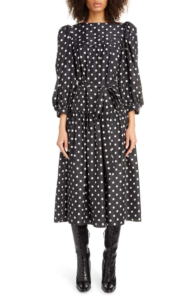 Marc Jacobs Polka-Dot Print Silk Midi Dress