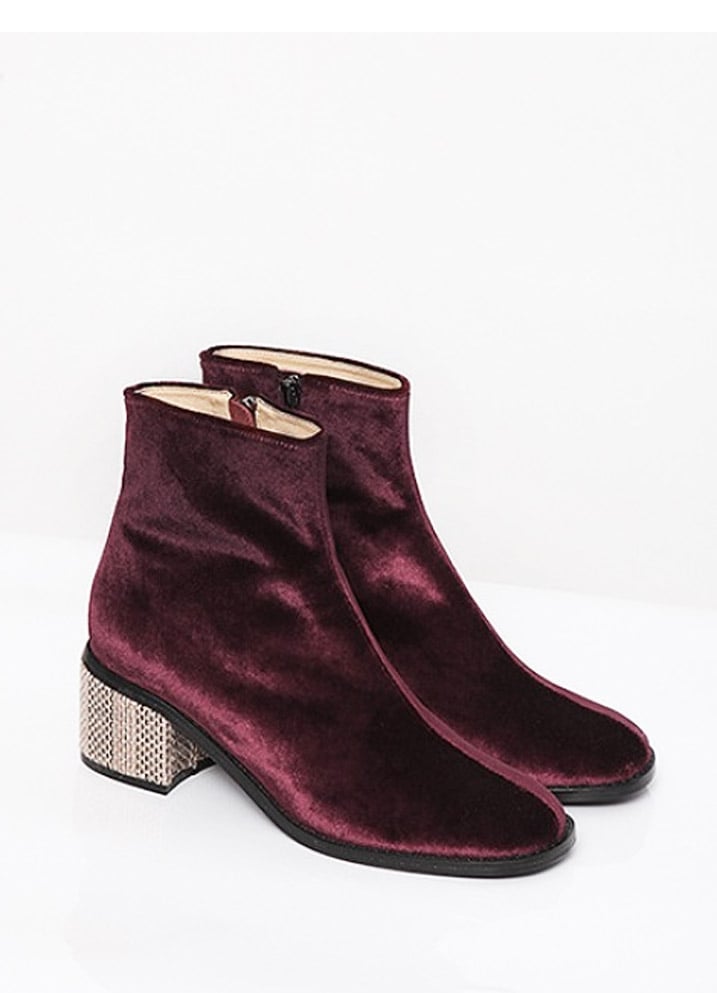 grey velvet ankle boots