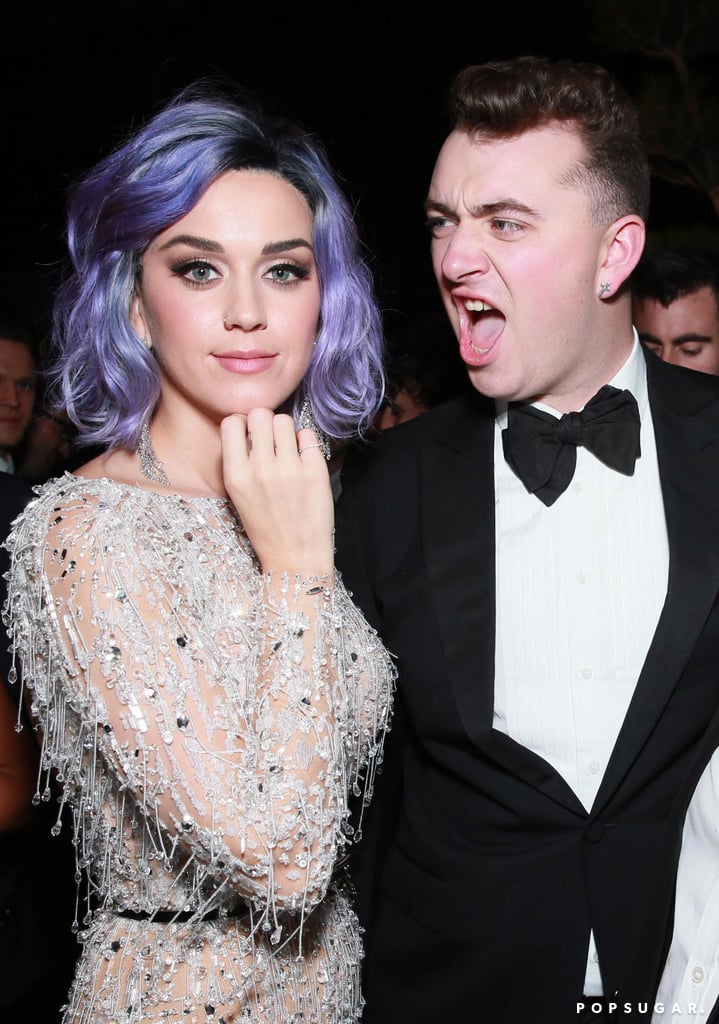 Katy Perry helped Sam Smith celebrate his multiple wins at the Universal Music Group afterparty.