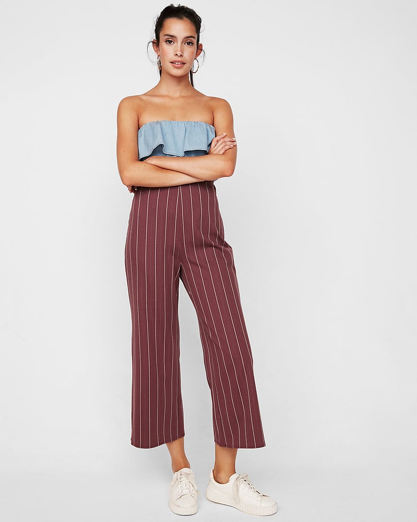 Express Pinstripe Cropped Wide-Leg Pant