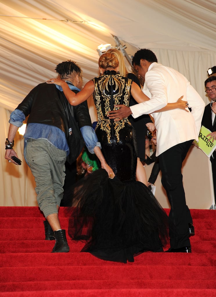 That super-restricting Pucci gown Beyoncé wore in 2011 required two additional sets of hands to get her to the top of the staircase.
