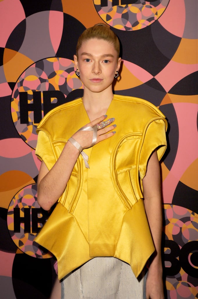 Hunter Schafer’s Bejeweled Finger With Gray Nails, January 2020