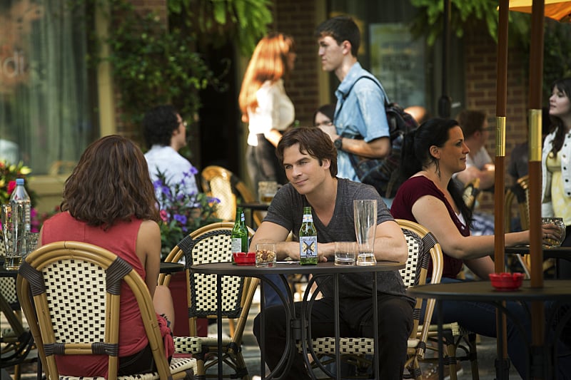 Meanwhile, Damon (Ian Somerhalder) and Bonnie (Kat Graham) are soaking up some European sun.