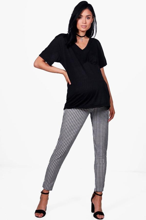 Boohoo Maternity Lily Gingham Trousers With Stretch