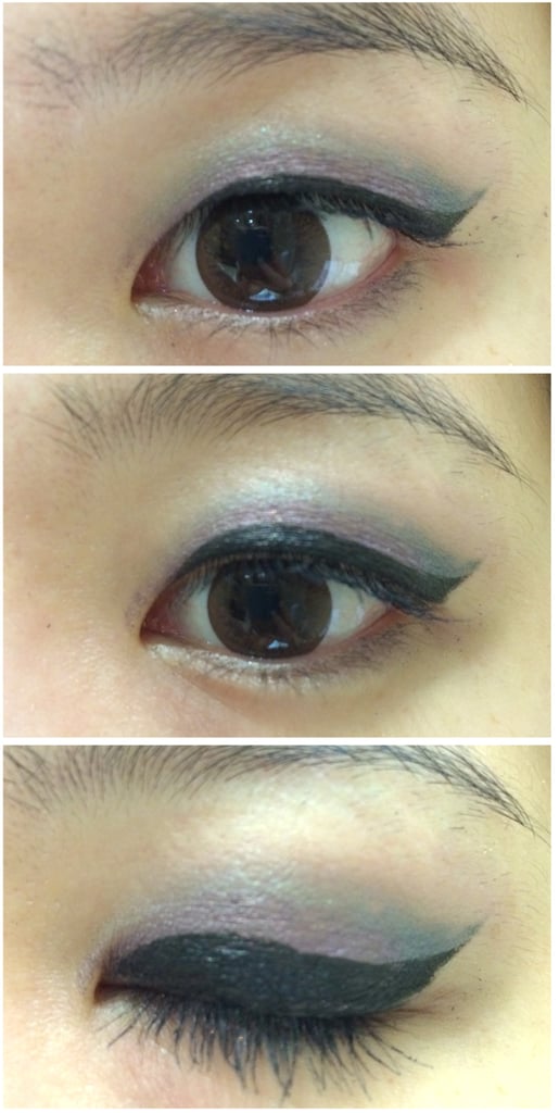 Pretty awesome, right? The best part of the hack, however, is that even though the trick is designed for women with monolids, those who do have creases can still use the floating method. If you're feeling especially adventurous, you'll want to attempt this illusion of a sharp wing cat eye below.