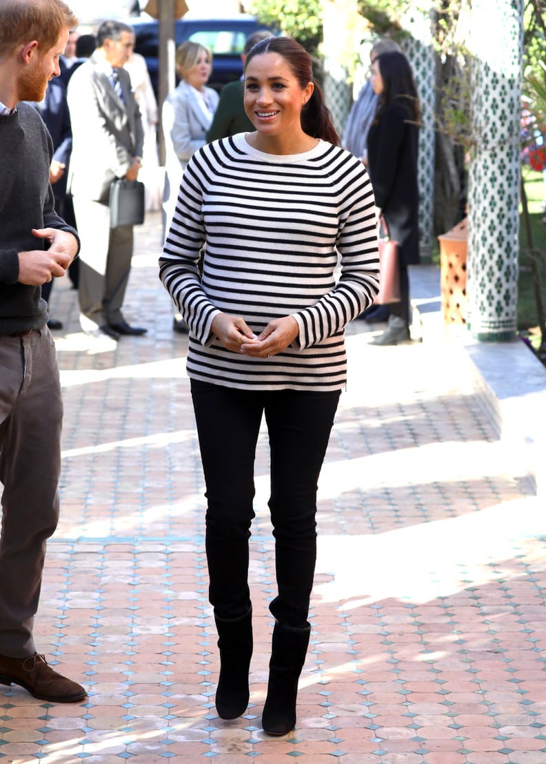 Meghan in a Breton Top and Jeans