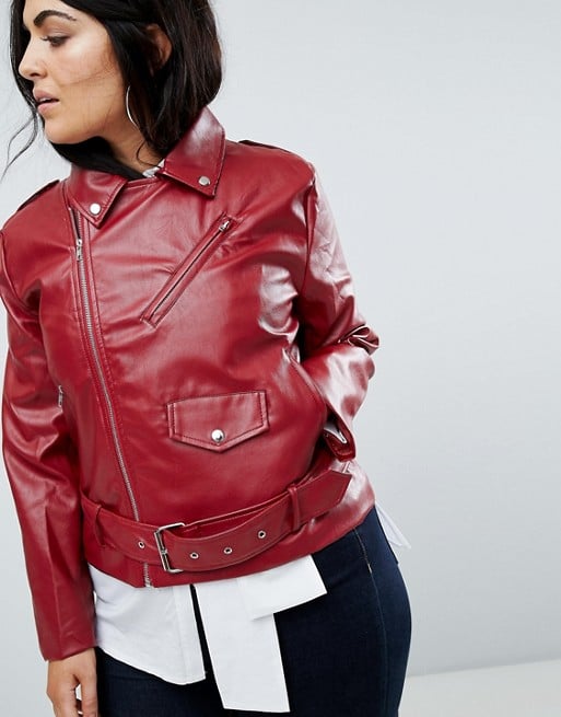 Boohoo Plus Leather Look Belted Jacket