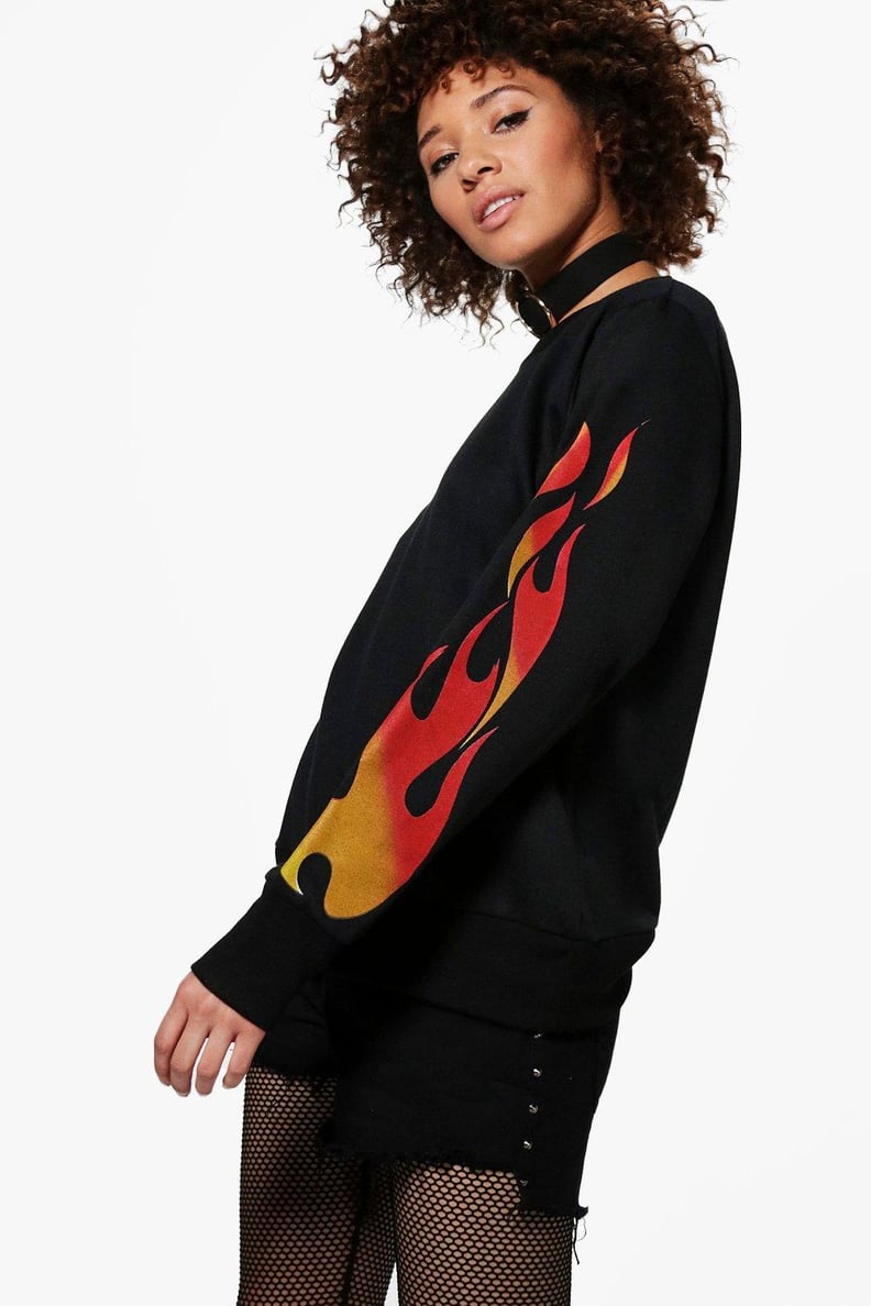 Boohoo Freya Flame Print Sweat