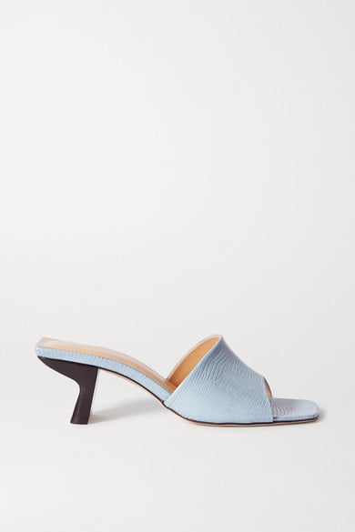 By Far Lily Lizard-Effect Leather Mules