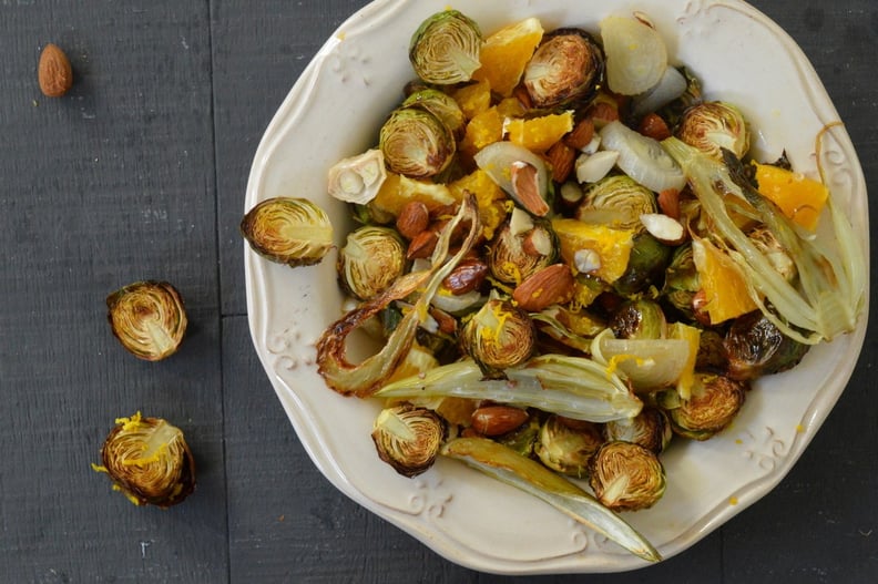 Roasted Fennel & Brussels Sprouts with Orange and Almonds