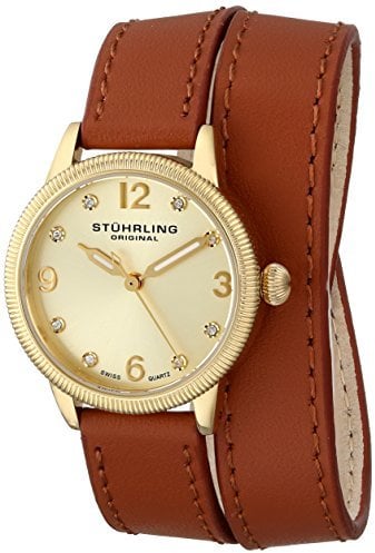 Stuhrling Original Swiss Quartz Double Wrap Gold Watch