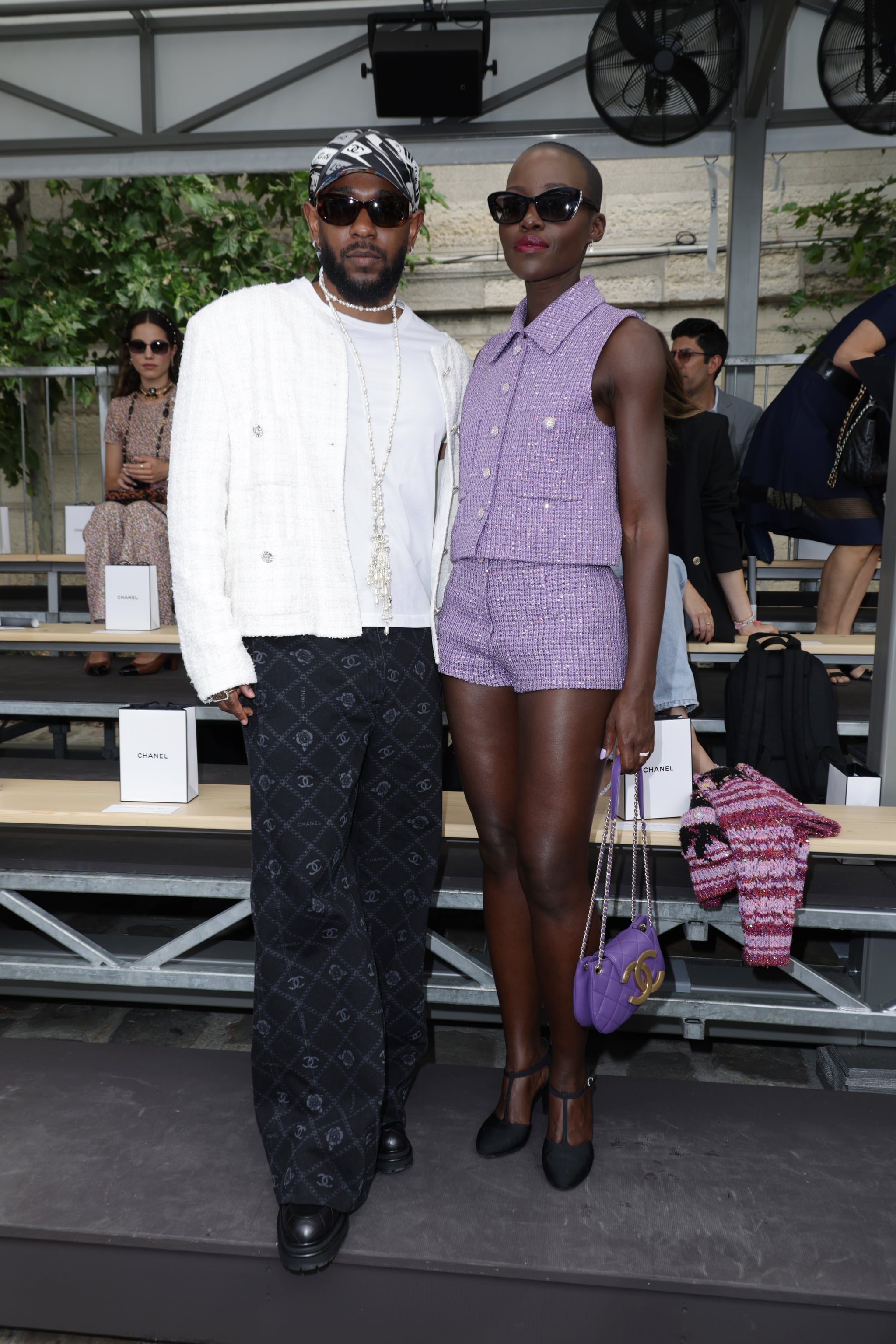 Paris, France. July 4, 2023. Kendrick Lamar and Lupita Nyong'o attends the  Chanel Haute couture Fall/Winter 2023/2024 show as part of Paris Fashion  Week in Paris, France on July 4, 2023. Photo