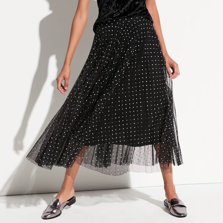 K/lab Pleated Mesh Midi Skirt