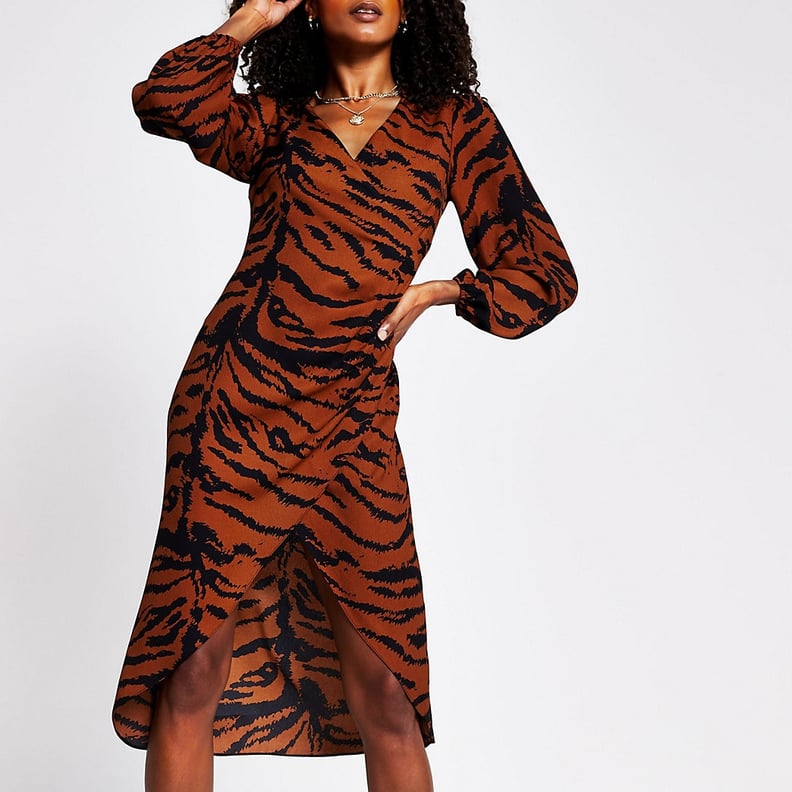 River Island Andimal Wrap Midi Dress