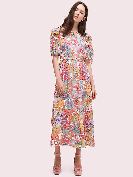 Kate Spade New York Foral Dots Ruffle Midi Dress | Flattering Dresses