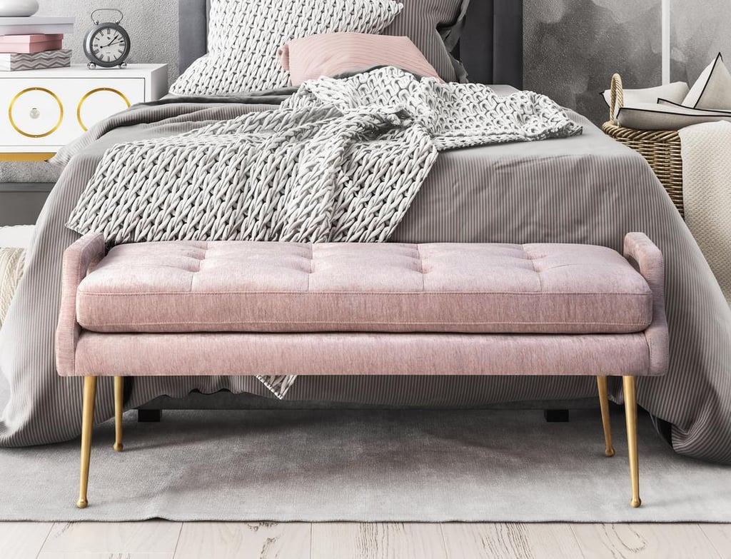 Eileen Blush Slub Velvet Bench