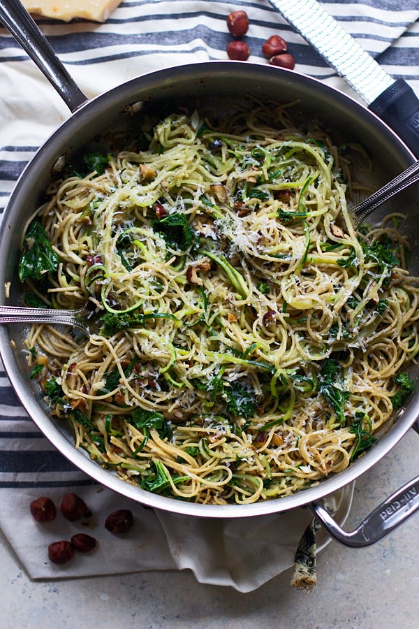 WholeWheat and Zucchini Spaghetti With Brown Butter, Hazelnuts, and