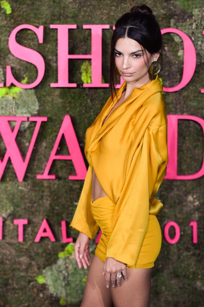 Emily Ratajkowski Yellow Outfit at Green Carpet Awards 2018