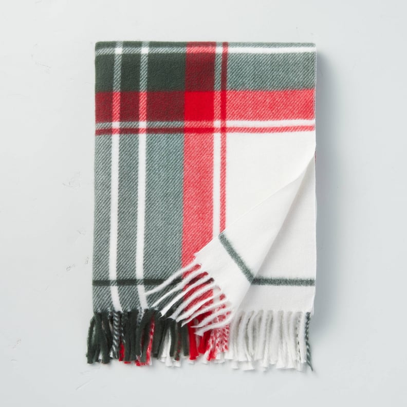 Holiday Plaid Fringe Throw Blanket