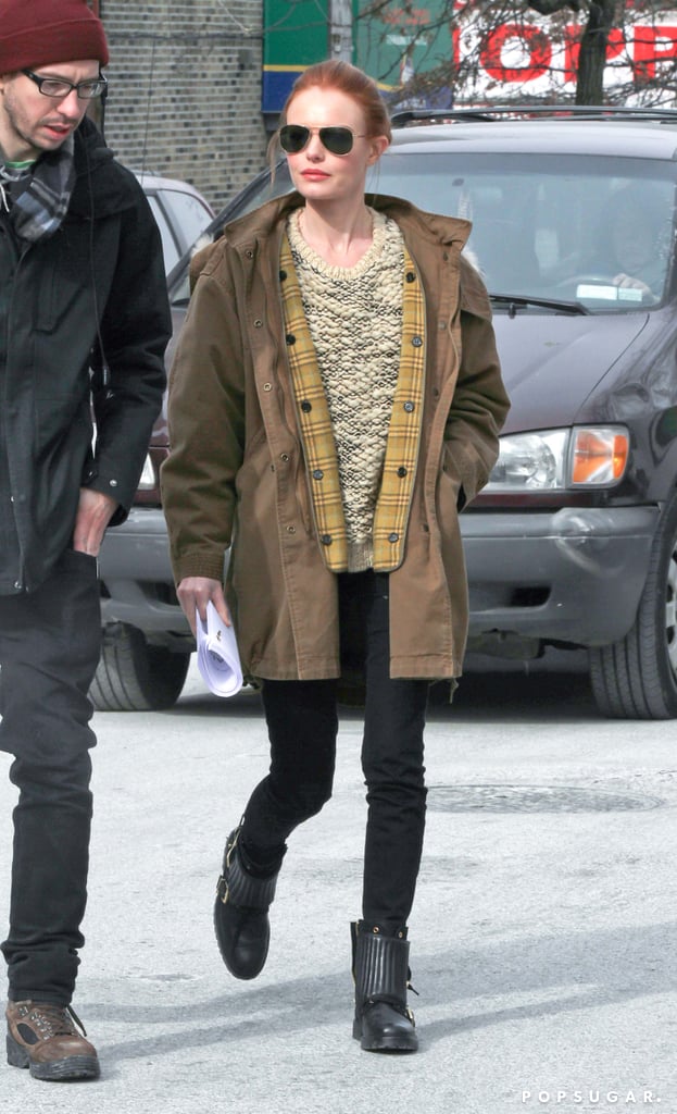 Kate Bosworth showed off her new red hair on the set of Almost Alice on Tuesday in NYC.