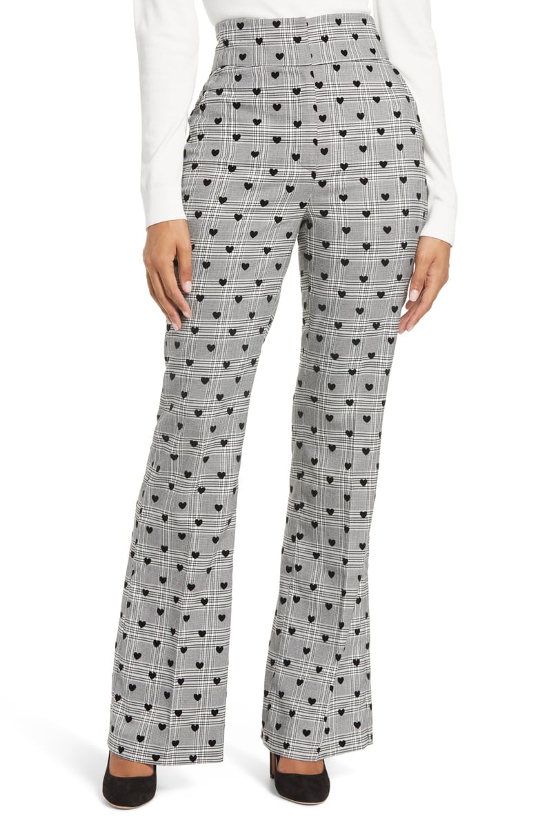 Halogen x Atlantic-Pacific Heart Flocked Plaid Flare Pants