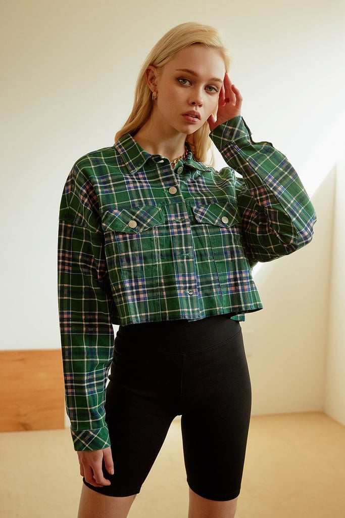 Storets Mao Cropped Plaid Jacket