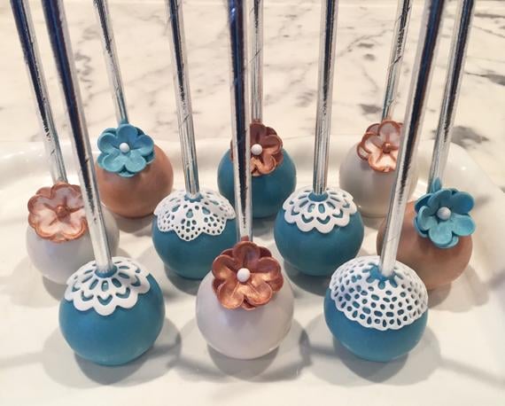 Shabby Chic Rustic Flower and Lace Cake Pops